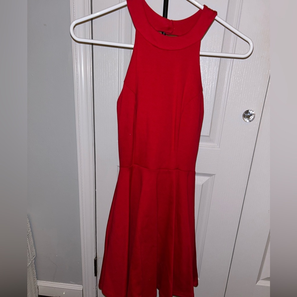 Red Flowy Backless Dress